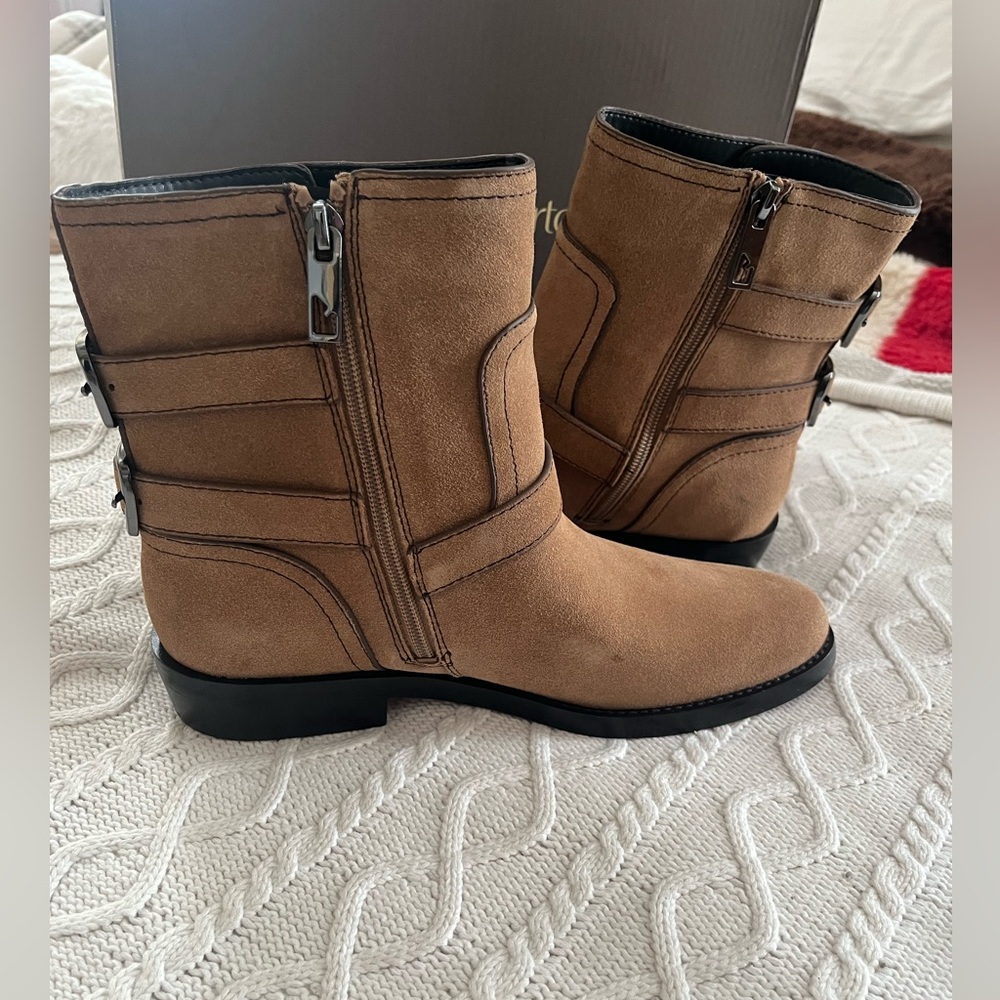 Franco Sarto Taupe Suede Zip-up Boots Women’s Size 8 - Picture 9 of 16